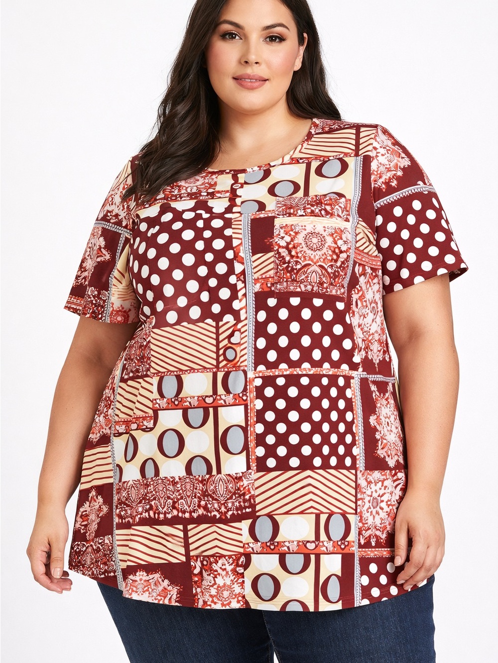 5/$25 NWT Emery Rose Funky Pattern Blouse Size 1X